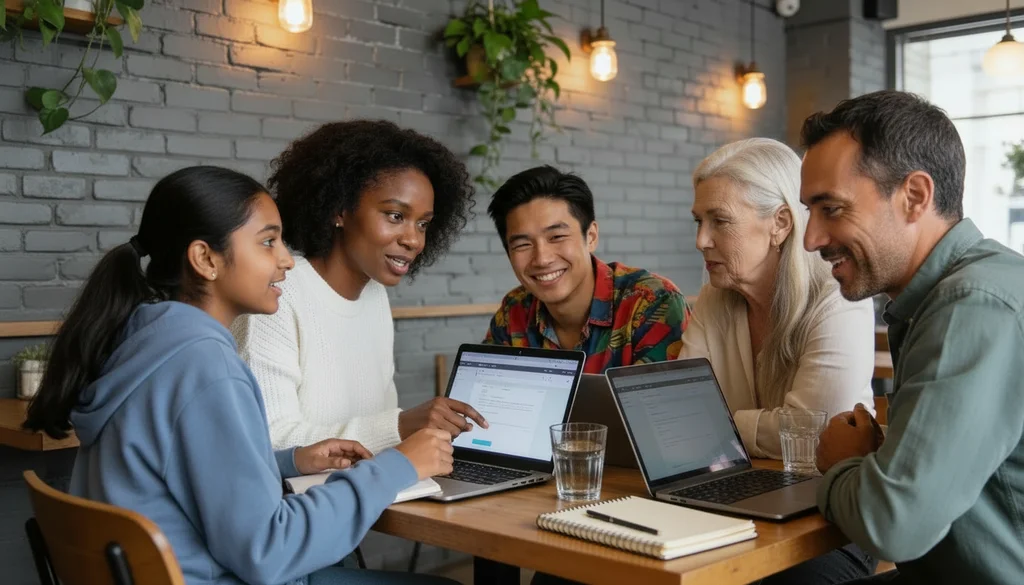 Diverse students learning AI in a modern classroom