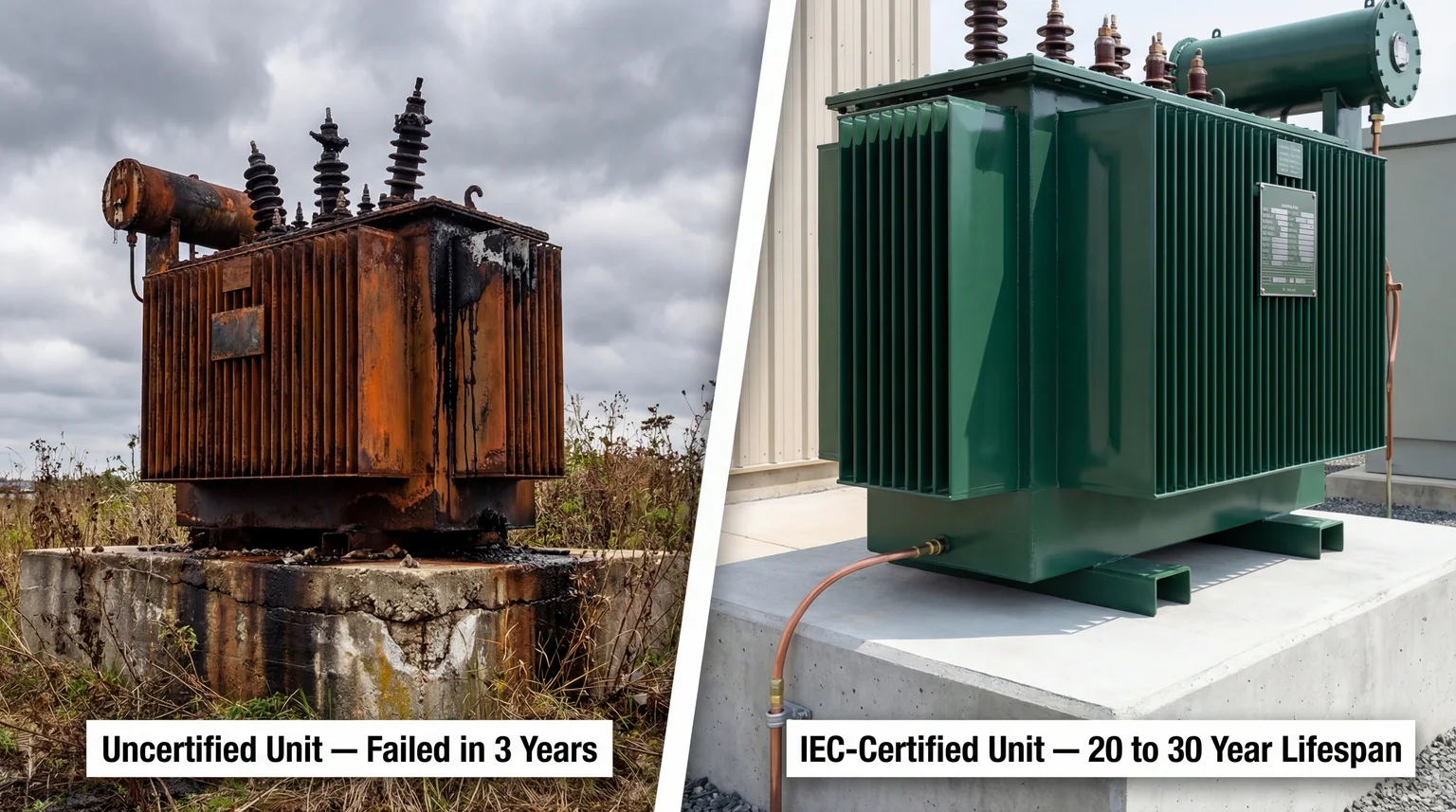 Certified IEC transformer versus failed substandard transformer Nigeria — cost of buying cheap