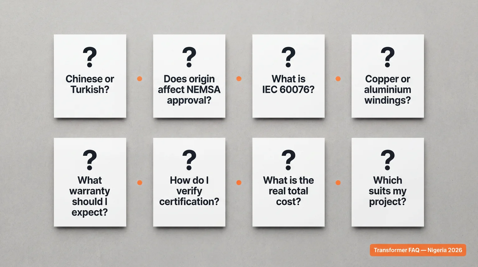 Frequently asked questions about Chinese vs Turkish transformers for Nigeria — IEC 60076, NEMSA, winding materials, certification and total cost of ownership