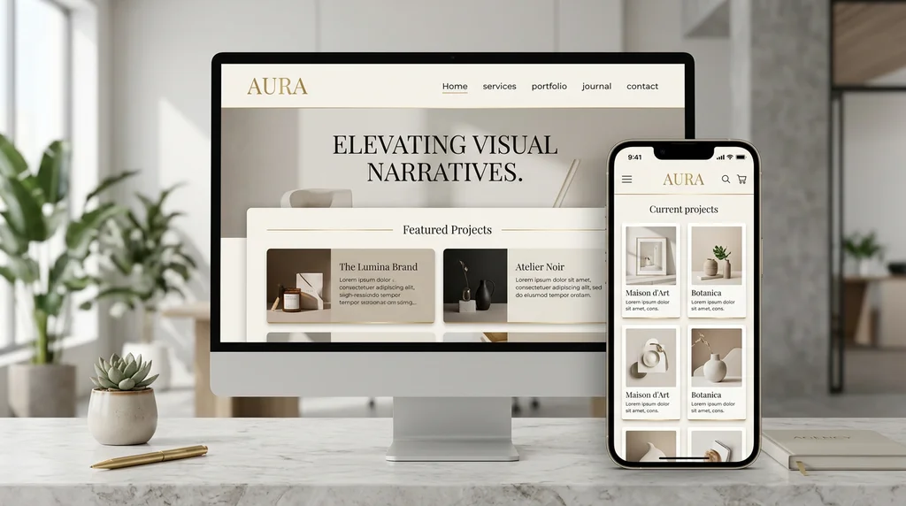 Sophisticated mobile app and web design mockup