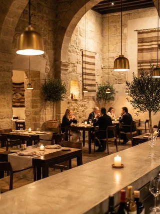 Elegant restaurant interior in Spain with warm lighting and premium atmosphere