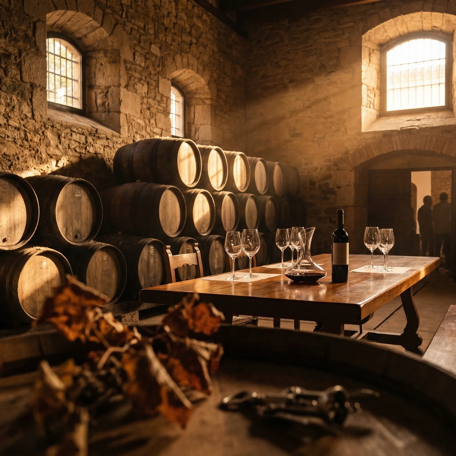 Wine tasting in traditional Spanish bodega at sunset showcasing local experiences for hospitality website design