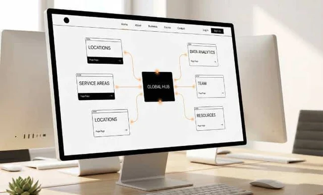 Website structure showing multiple location pages connected across different service areas