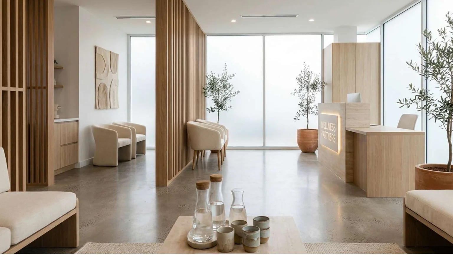 Modern private clinic interior used for health and wellness website design concept