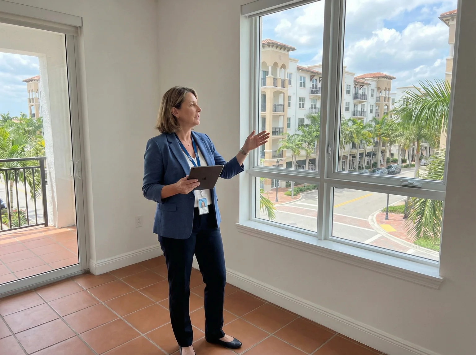 Property manager inspecting a residential apartment in Spain