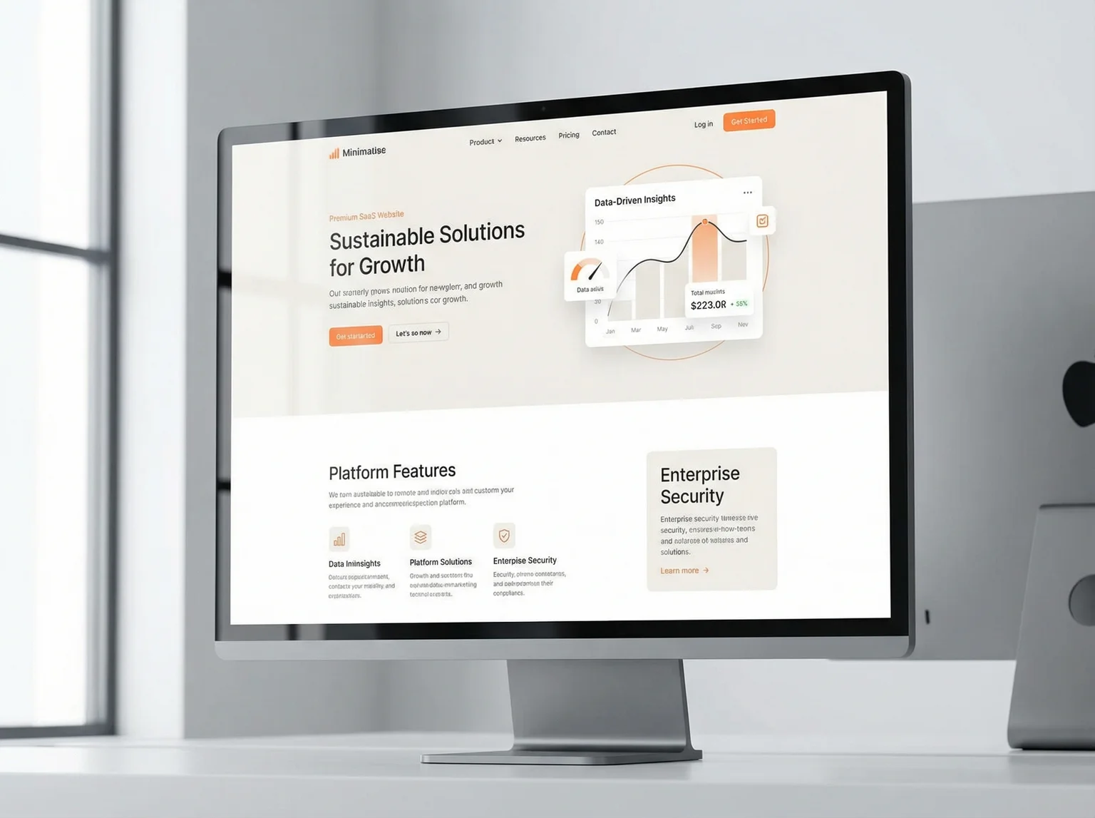 Modern business website design displayed on desktop screen showing clean user interface and structured layout