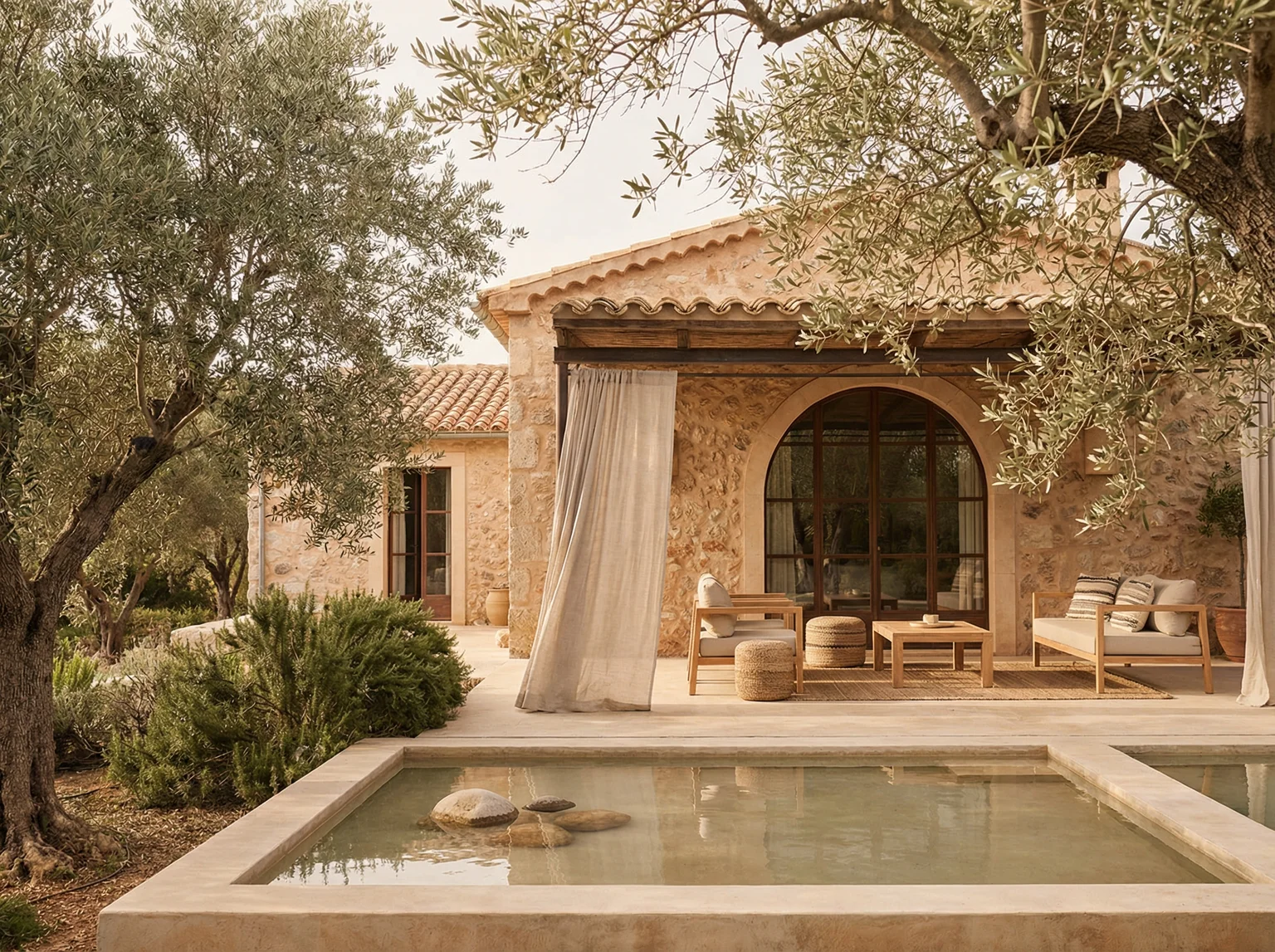 Traditional Spanish villa in an olive grove representing a wellness retreat environment