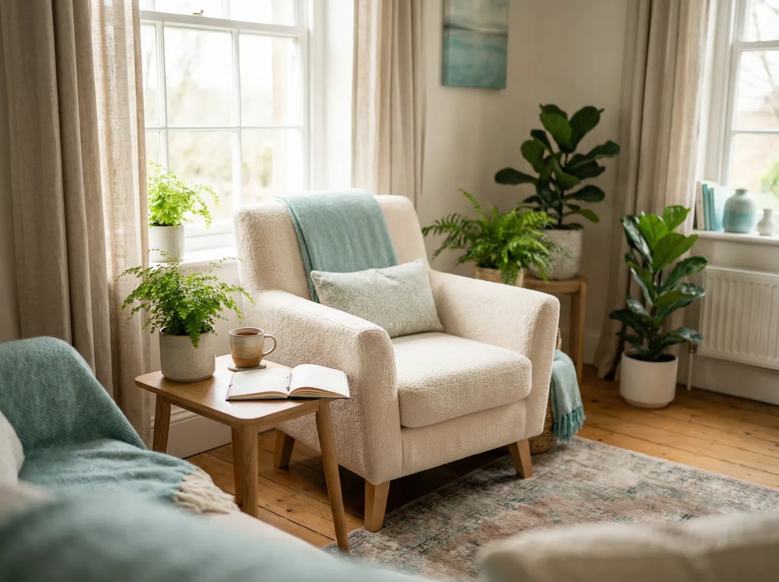 Warm, inviting therapy space