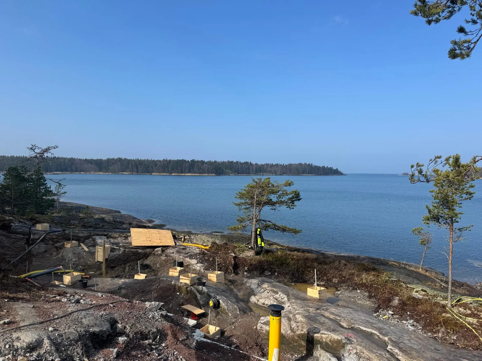 Byggarbetsplats i skärgården