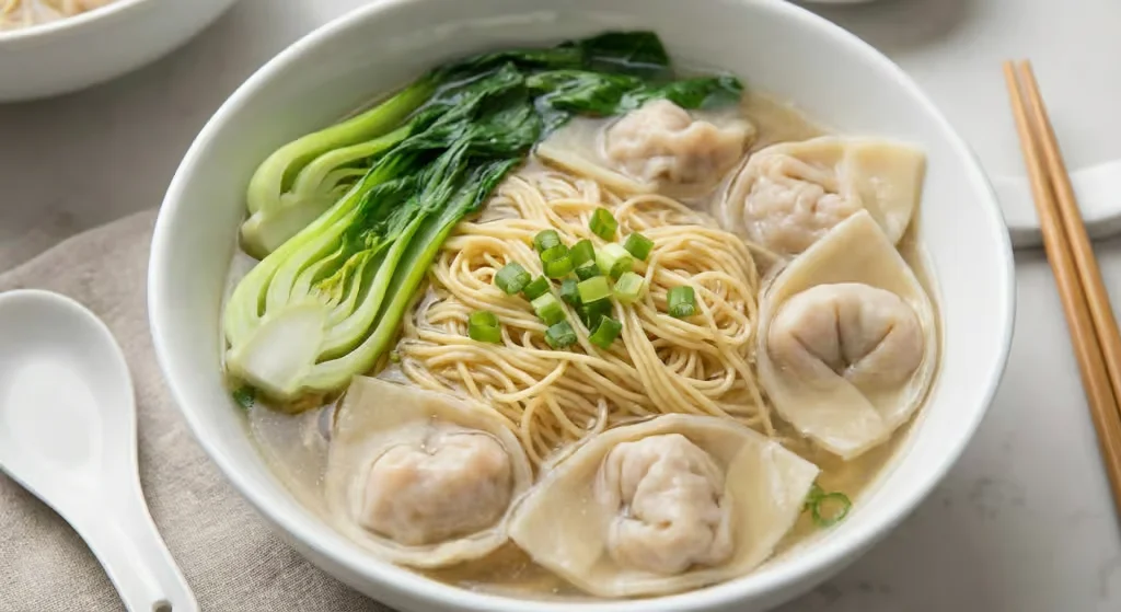 Egg Noodle Soup with Shrimp Wontons