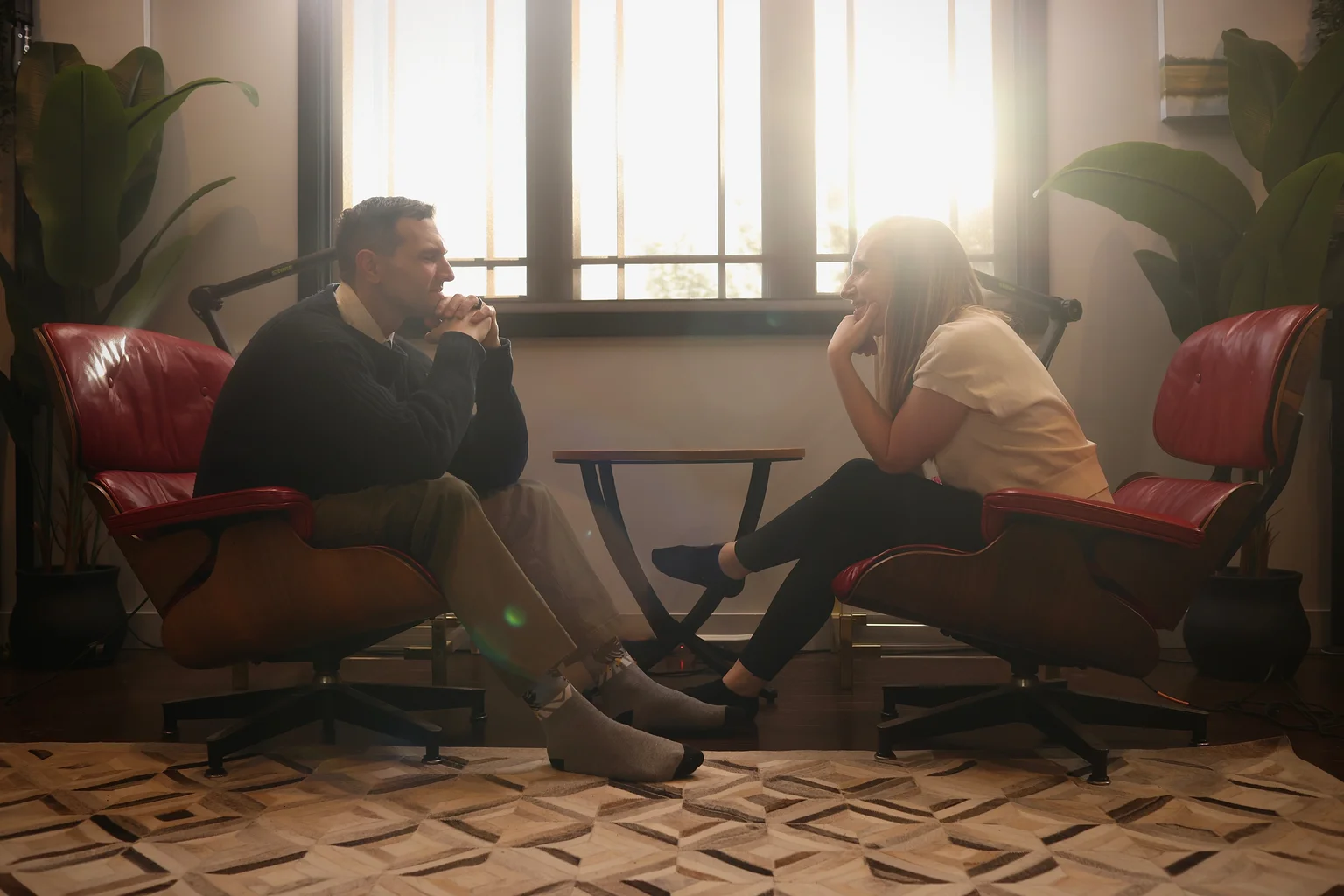 Hosts in conversation