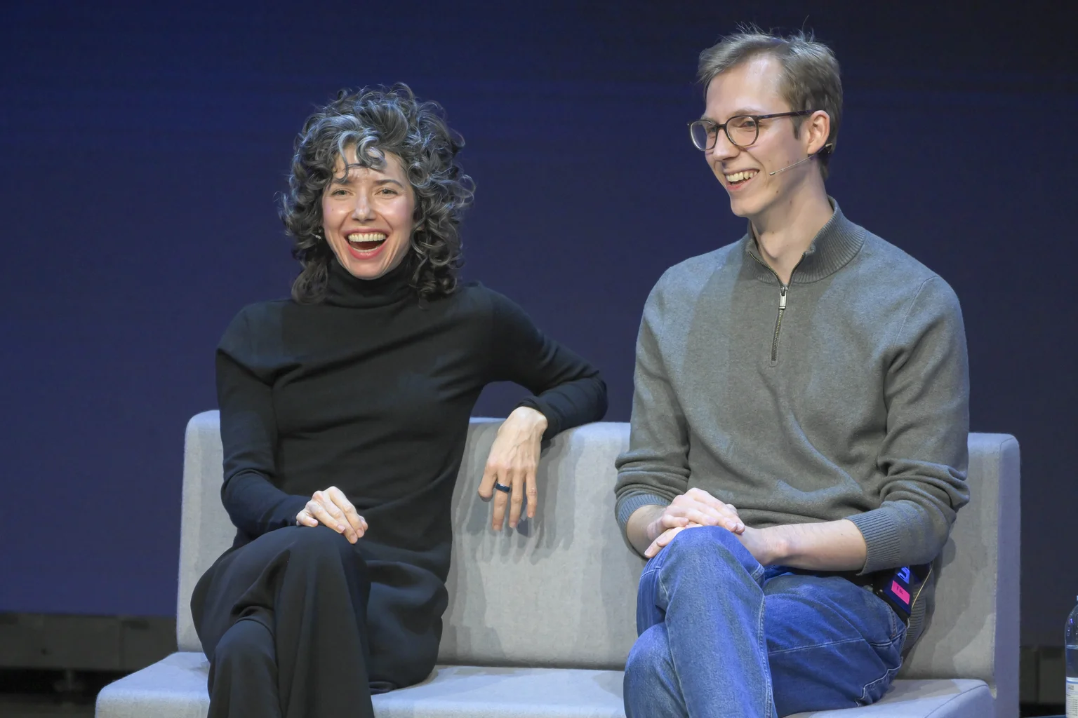 Meredith Whittaker and Laurent Sifre at AI Summit